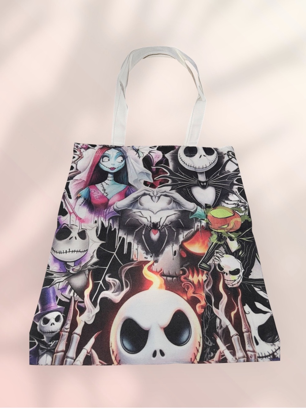 Source Unknown Multicolor Nightmare Characters Canvas Tote - White Handles